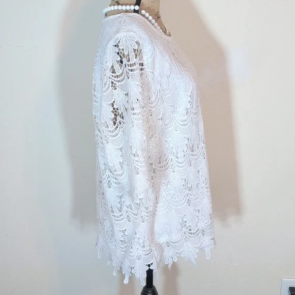 Adiva White Lace Blouse Size 1X - Picture 2 of 9